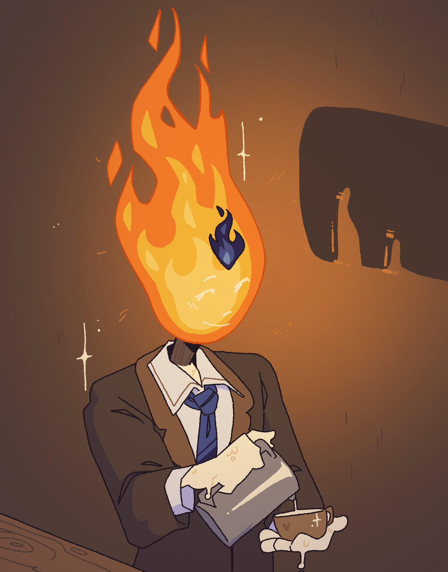 A candle person pouring steamed milk